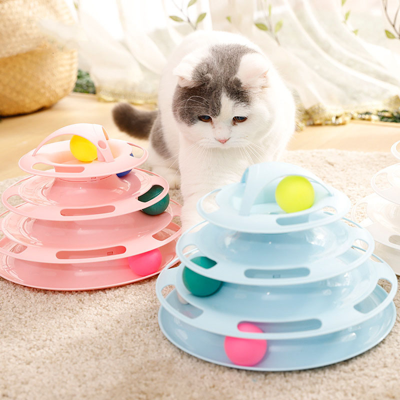 猫 おもちゃ ぐるぐるタワー 遊ぶ盤 回転 ボール 玉遊び 運動不足 ストレス解消 知育玩具 ペット用品 gmcart