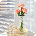 3本ダークピンクバラ＋花瓶